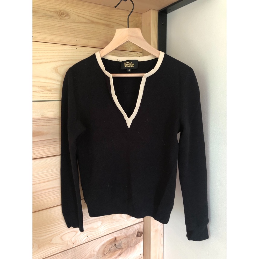 A.P.C. Vanessa Seward V Neck Wool Sweater Jumper